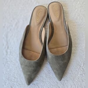 Lauren Ralph Lauren Londyn Mule Green Suede Leather Flats Sz8